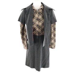 Domino Skirt Suit Womens 8 Gray Office Wear Secretary Dark Academia Vintage 70's